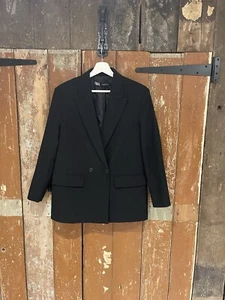 Zara Black Blazer Suit Jacket Smart Casual Occasion Work Business Lined XS - Picture 1 of 15