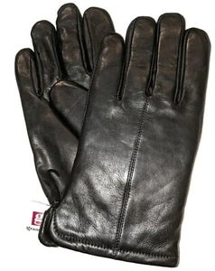 GRANDOE Men's Faux Fur Lined Sheepskin Leather Gloves Black, Medium, New. - Picture 1 of 3