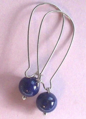 Pendiente LAPISLÁZULI de una sola cuenta CUELGA SP ALAMBRE RENAL artesanal XGE Foto 1 de 4