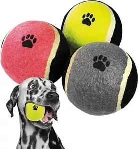 3 Pezzi Palla per Cani Giocattolo in Gomma Robusta Palla da Tennis per Cani - Foto 1 di 6