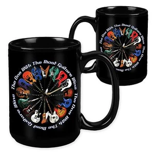 The One with the Most Guitars Wins - 15 Ounce Sublimation Mug - Music Gift - Picture 1 of 1
