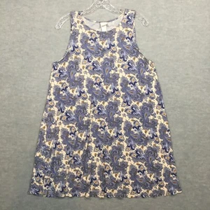 H&M Small Trapeze Dress Periwinkle Blue Cream Jersey Knit Sleeveless Short Swing - Picture 1 of 8