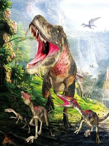 ARTE DE FANTASÍA - IMPRESIÓN DE IMAGEN 3D GRUPO DINOSAURIO 300mm x 400mm - Imagen 1 de 2