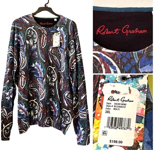ROBERT GRAHAM NWT $198 Men's Multicolor Solar Wind Print Crewneck Sweater 3XL - Picture 1 of 15