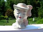 Victorian Glamour Headvase Blonde High Collared Gray Top Matching Hat Pink Bow