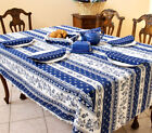 Marat Avignon Blue 155x350cm 12Seats French Tablecloth Made in France