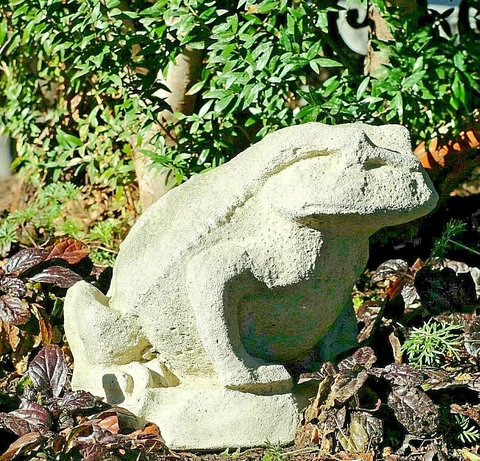 XL VINTAGE TOAD STATUE Outdoor Cement Concrete Garden Pond Frog Animal Figurine Cover