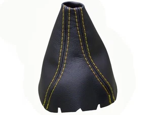 SEAT ALTEA (2004-2015) Cuffia Leva Cambio 100% Vera Pelle - Cuciture Giallo - Foto 1 di 1