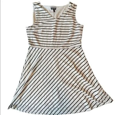 Allison Brittney Women’s Large‎ Dress Black White Diagonal Stripes Spring  - Image 1 of 4