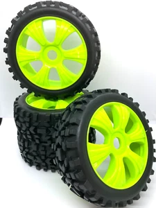RC Buggy Wheels 17mm for 1/8 High Quality. HPI Kyosho XTM Hobao Ansmann X4 Green - Picture 1 of 3