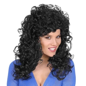 SCHWARZE PERÜCKE Kaltwelle Locken Damen Karneval 80er Jahre Kostüm Party # 5957 - Bild 1 von 3