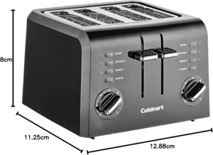 Cuisinart CPT-142BK 4-Slice Compact Plastic Toaster, Black , Brand New - Picture 1 of 2