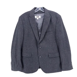 JOSEPH ABBOUD Gray Herringbone Blazer Vest Wool Blend Elbow Patch EUC MEDIUM - Picture 1 of 9