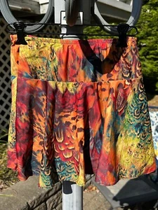 Sparkle Skirt Running Skirt Stretch Beautiful Autumn Colors Peacock Print  XS - Picture 1 of 12