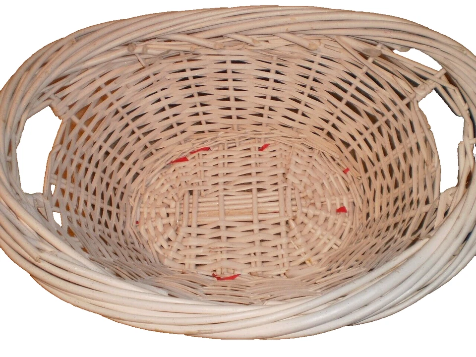 Small Woven Willow Carrying Display Storage Child's Basket WHITE - Image 1 of 4