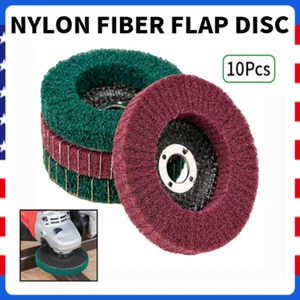 10Pcs 4 Inch Nylon Fiber Flap Polishing Wheel Disc Buffing Pad For Angle Grinder - Picture 1 of 11