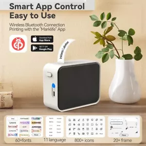 Máquina para hacer etiquetas Bluetooth portátil inalámbrica impresora térmica pegatina Reino Unido - Imagen 1 de 8