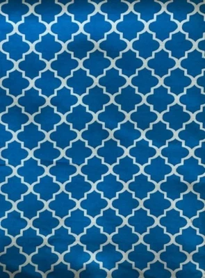 Waverly Inspirations Quatrefoil Fabric Blue/wht (1.25 yds) NEW - Image 1 of 3
