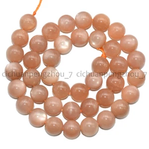 Natural Genuine 6/8/10mm Orange Moonstone Round Gemstone Loose Beads 15'' AA - Picture 1 of 9