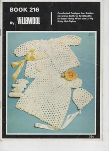 Villawool Crochet pattern book 216 3ply Baby dress jacket bonnet bootees shawls - Picture 1 of 6