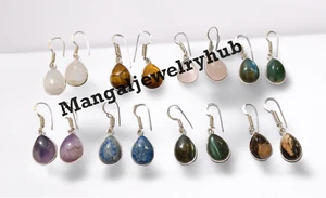 Tiger Eye & Mix Gemstone  50Pair Earrings 925 Sterling Silver Plated Jewelry Lot - Picture 1 of 6