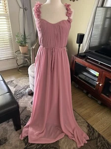 Nuevo con etiquetas Vestido Marchesa Notte Dama de honor Rosa Gasa con correas florales de tul talla 4 - Imagen 1 de 11