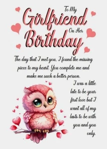 To My Girlfriend On Her Birthday A5 Birthday Card Romantic Love For Her - Picture 1 of 4