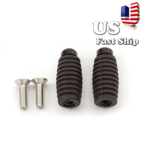 Universal Motorcycle Rubber Footrests Footpeg Pedals Refit Rearsets Peg Black - Picture 1 of 6