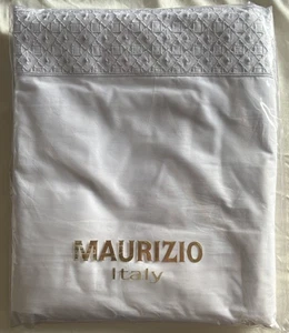 4 pc Maurizio Made in Italy 100% Cotton Blue & White Queen Sheet Set NIP - Picture 1 of 3