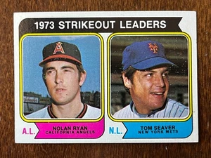 1974 Topps Baseball Card Nolan Ryan Tom Seaver #207 Strikeout Leaders HOF NRMT+ - Bild 1 von 2