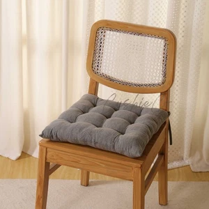 Cuscino da Pavimento per Sedia in Lino – Cuscino per Sedile Grigio Trapuntato Boho, Cuscino Panca Finestra, - Foto 1 di 8