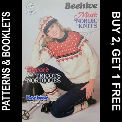 Folleto Colmena Vintage #452 Más Tejidos Nórdicos en Grueso Estilo Shetland © 1984 Foto 1 de 4