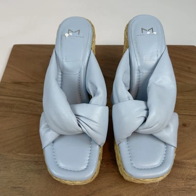 New Womens Marc Fisher LTD Navina Slip On Blue Leather Espadrille Wedge Size 10 - Image 1 of 4