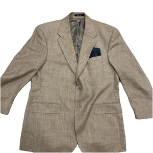 Chaps Ralph Lauren Wool Silk Sport Coat Mens 42R Khaki Blazer Suit Jacket - Picture 1 of 10