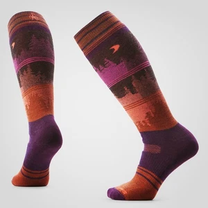 Women's SMARTWOOL Snowboard Twilight Vista Over The Calf Socks   PURPLE IRIS - Picture 1 of 1