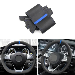 Blue-strip Steering Wheel Leather Cover For Mercedes A Class AMG A45 2015-2018 - Picture 1 of 11