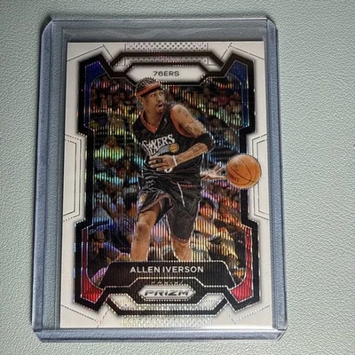 Allen Iverson Panini Prizm 2023 Basketball NBA 76ers /38 White Wave - Image 1 of 2