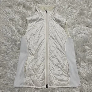LL Bean gesteppte Sherpa gefütterte Weste Medium elfenbein Stretcheinsatz Reißverschluss Outdoor - Bild 1 von 6