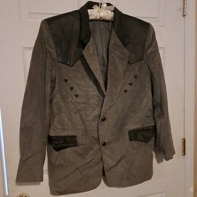 Vintage Mens Pioneer Wear Leather And Corduroy Blazer Gray Size 46 - Image 1 of 4