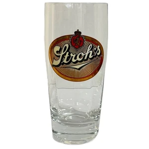 Strohs Beer Glass Tall Pilsner Lager Logo Vintage Barware Collectible - Picture 1 of 4