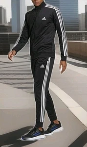Adidas Men's Essentials 3-Stripe Track Suit XL Black / White GK9651 New NWT $75 - Picture 1 of 6