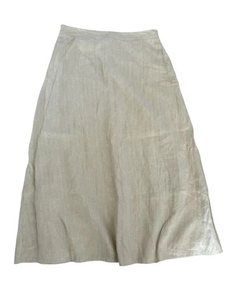 Vtg NWT TALBOTS 99% Linen Skirt Beige Gold Silver Metallic Aline Cottagecore 12 - Image 1 of 4