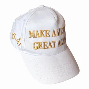 Trump MAGA 45 47 US Flag Cap Hat White Gold Embroidery Snapback - Picture 1 of 5