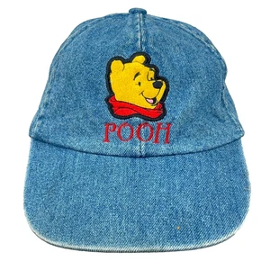 Vintage Winnie The Pooh Hat Womens Denim Jean Embroidered 90s Y2K Stretch Fit NN - Picture 1 of 9