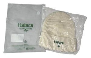 HALARA Beanie Hat Unisex Turn-Up Cuff Ribbed Yarn Ivory White Colour Brand New - Picture 1 of 6