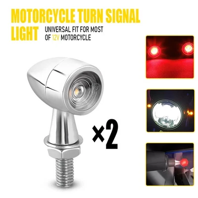 2X Luz LED Trasera Delantera Roja/Ámbar Universal Moto Cromo Bala Intermitente Foto 1 de 4