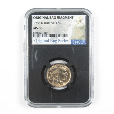 1938 D Buffalo Nickel MS 66 NGC 5c Original Bag Fragment SKU:I14586 - Image 1 of 4