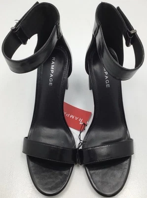 Tacones de bloque Rampage para mujer en negro con correas en el tobillo talla 8 Foto 1 de 4