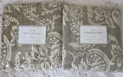 Juego de 2 cortinas con poste floral Pottery Barn Alessandra 50 X 108 pulgadas  Foto 1 de 4