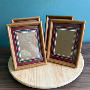 Juego de 4 marcos de fotos de madera clásicos vintage 6x8 vidrio estera madera acabado grano - Imagen 1 de 10